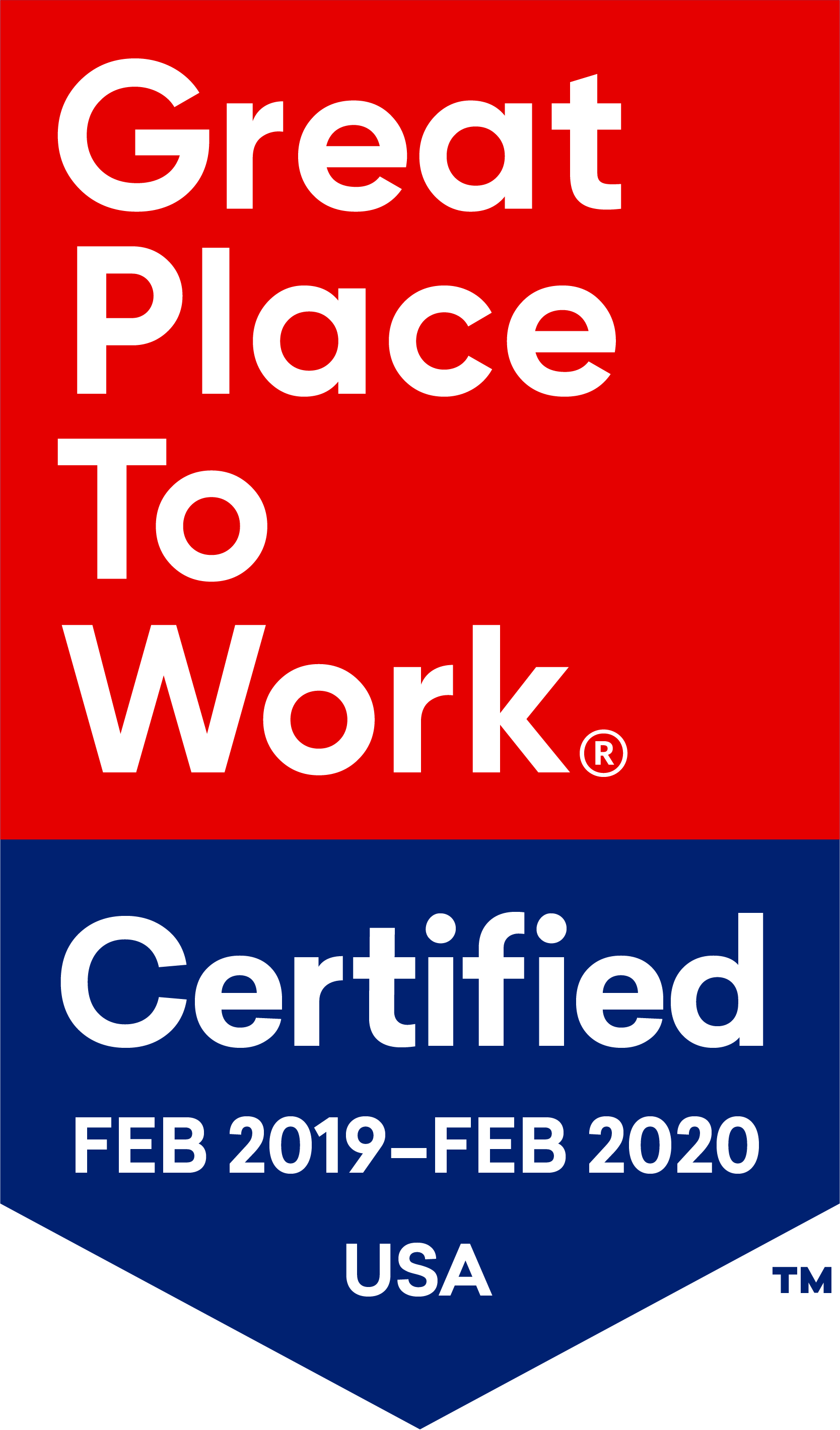 Great Place to Work Certified February 2019 - February 2020